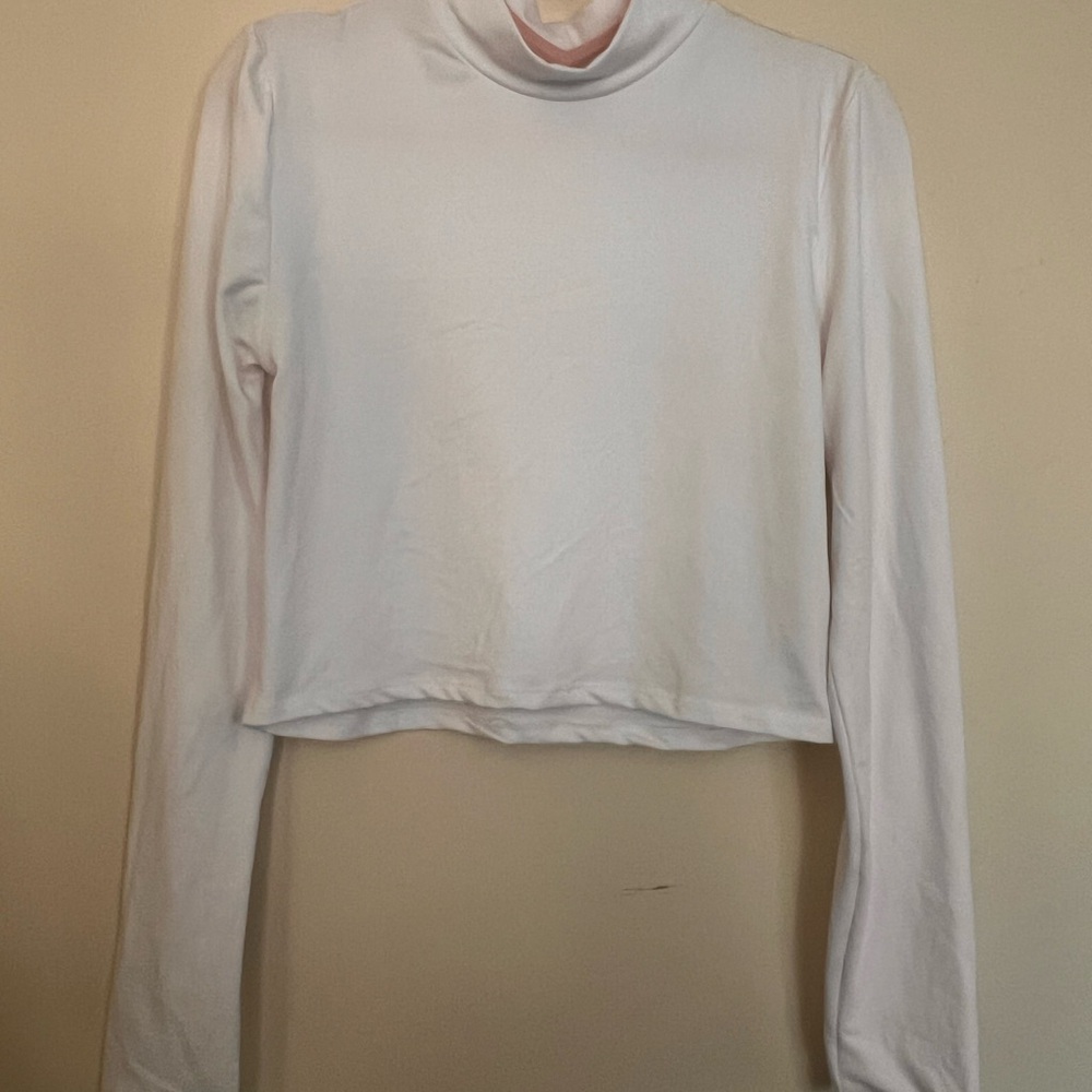 White Long Sleeve Turtleneck Top